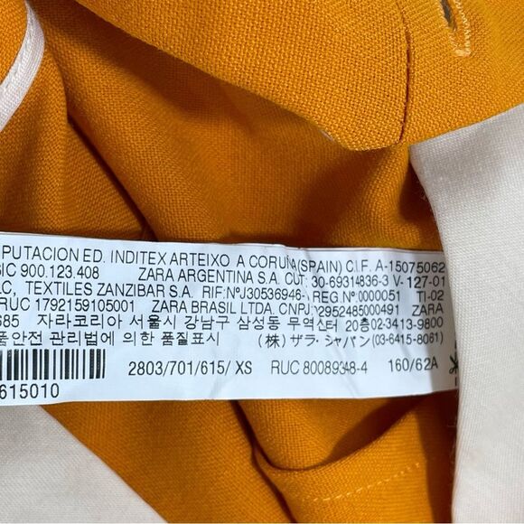 NWT Zara Pants Women's Size XS Mid Rise Flared Flat Front Orange Yellow Trousers - Picture 8 of 9